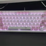 Nachoneko PBT Anime Keycaps set with dreamy pastel pink, purple, and blue designs, featuring Virtual YouTuber characters and stars icon design.