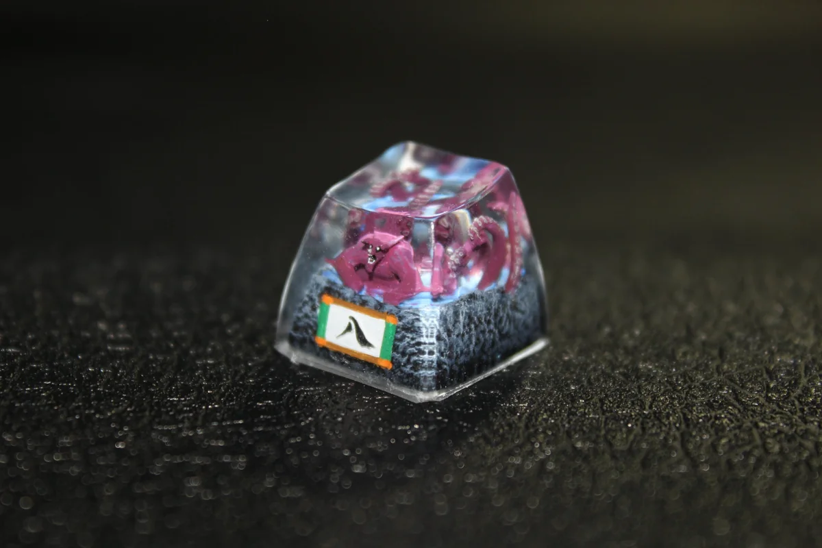 Handcrafted Naruto Eight-Tails Gyuki artisan keycap, intricately detailed with vibrant colors, capturing the mythical creature's essence.