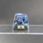 Handcrafted Naruto Matatabi artisan keycap, an artistic view of the fiery Two-Tails feline with glowing blue flames and intricate resin sculpture.