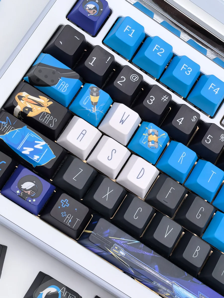 Detailed gallery views of the exclusive Overwatch Ana keycap set, showcasing its intricate Vigilant Spirit design, iconic elements, and premium finish.