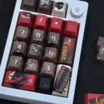 Side view of the premium handcrafted Overwatch Cassidy keycap set, showcasing its iconic rugged Western design and meticulous artisan craftsmanship.