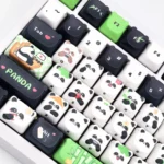 Exquisite handcrafted panda artisan keycap set showcasing its whimsical miniature sculpture and meticulous artistry from different perspectives.