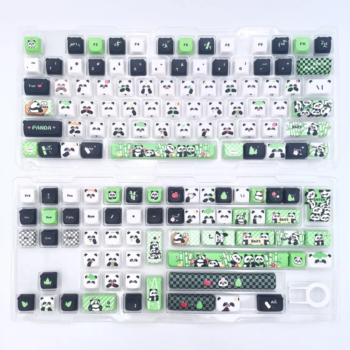 Exquisite handcrafted Panda Artisan Keycap Set. Multiple angles show this whimsical miniature sculpture's meticulous detail and iconic charm.