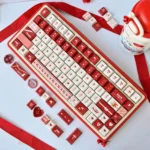 Gallery views of the Cherry Day Vibrant PBT Dye-Sub Keycap Set, showcasing cheerful red and white cherry legends and its vibrant PBT Cherry profile.