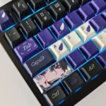 Dark Reverie PBT Keycap Set: multiple angles reveal durable PBT and elegant dye-sublimated legends. Deep, mysterious colors evoke a sophisticated.