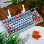 A close-up view of Devil's Nocturne PBT keycaps set, highlighting their unique sculpted profile and minimalist dark fantasy legends.