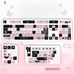 Enigmatic black and vibrant pink PBT keycaps set, featuring unique side-lit legends for artistic dye-sub design.