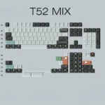 T52 MIX PBT keycaps Set showcased from multiple angles, emphasizing their durable PBT construction and crisp dye-sublimation for a clean, premium setup.
