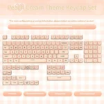 Peach Cream Keycaps Set SO profile PBT set in the 'Peach Cream' variant, displaying its soft, creamy pastel hues and unique dessert-inspired aesthetic.