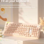 Artistic gallery of Peach Cream & Tofu SO Profile PBT keycaps set from various angles, highlighting their sweet pastel hues, creamy texture, and premium build.