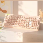 Peach Cream & Tofu Keycaps Set SO profile PBT set in the 'Peach Cream' variant, displaying its soft, creamy pastel hues and unique dessert-inspired aesthetic.