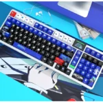 Full set of Persona 3 Yuki Makoto themed PBT keycaps set, side-printed and backlit, showcasing the dark, luminous aesthetic for PC keyboards.