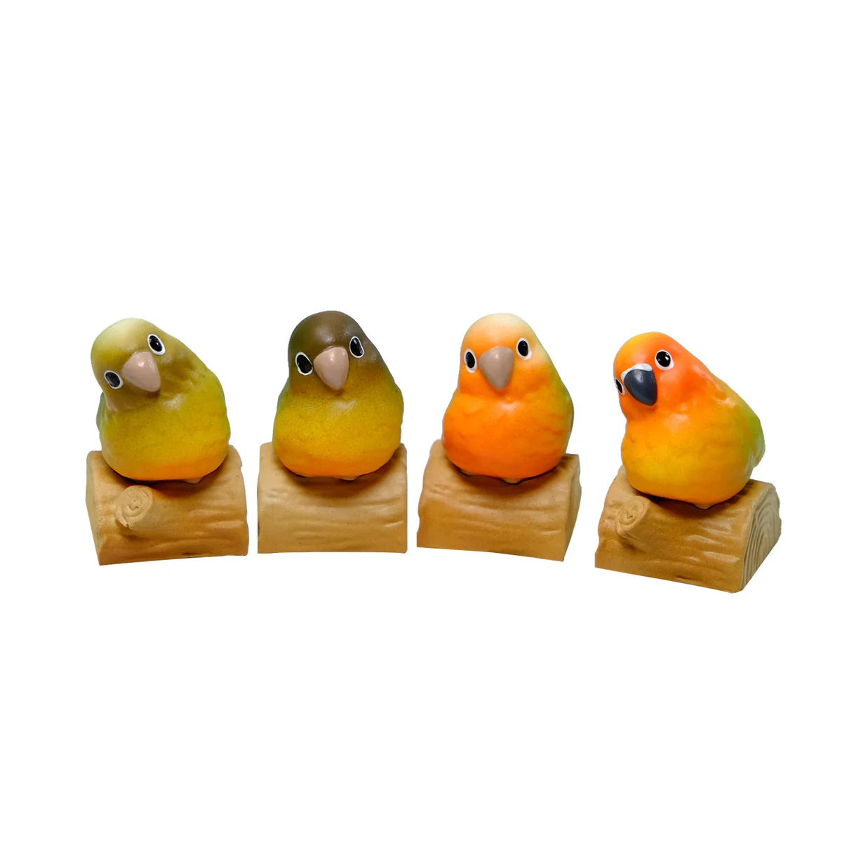 Handmade 3D Pineapple Conure Keycaps, from a dynamic angle, showing its vibrant tropical parrot and rustic base.