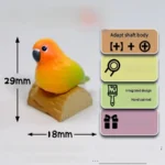 Handmade Pineapple Conure Keycaps featuring a vibrant pineapple and tropical scene on a rustic base.