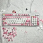 Adorable Pixel Cat PBT Keycaps MOA Set, displayed from multiple angles. Highlights vibrant retro pixel art, playful cat motifs, and durable PBT material.