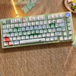 Poetic Chinese Landscape PBT Keycap Set displaying serene ink wash art and traditional motifs. This artistic Chinese keycap set offers deep, poetic desaign.