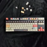 Premium PBT Pokemon side-legend keycaps set displayed from various angles, highlighting their durable finish and the clean, iconic character art.