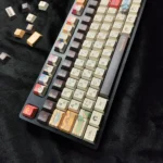 Multiple angles of durable PBT Pokemon side-legend keycaps set. Iconic characters with clean, minimalist side-printed legends, offering premium appeal.