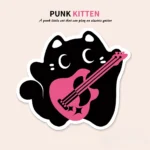 Punk Kitty Mouse Pad from different angles, revealing its rebellious charm, adorable black and pink design, and unique irregular shape.