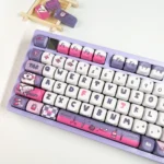 A gallery of the adorable Rabbit Nurse PBT Keycap Set, showing whimsical rabbit nurse designs from multiple angles with soft, playful aesthetics.