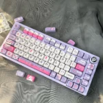 Adorable Rabbit Nurse PBT Keycap Set displayed in a whimsical main image, featuring soft pastel colors and playful character designs.