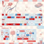 Striking Red Lips Pop Art keycaps set with a side-lit design, perfect for custom keyboards. This playful, retro small full set features vibrant red design.