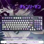 Exclusive Reze Chainsaw Man MDA keycaps set showcasing vibrant four-sided RGB translucency and explosive character art.