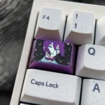 Chainsaw Man: Reze Tab Key Keycap main image, revealing ethereal purple ice crystal art on lustrous titanium alloy. A truly artistic, luxurious accessory.