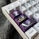 Chainsaw Man: Reze Themed Titanium Keycaps gallery showcasing premium alloy and unique abstract artistry from multiple angles, highlighting its modern metallic design.