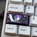 Chainsaw Man: Reze Themed Titanium Keycaps gallery showcasing vibrant, abstract artistry on premium metallic surfaces from various angles. Emphasizes unique personalize.