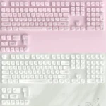 Exquisite Rococo Angel pearlescent PBT keycap set. An ornate angel design with delicate pastel hues and a shimmering finish for an ethereal keyboard.