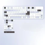 Artistic PBT Romance and Poetry Cherry Keycap Set displayed from multiple angles, revealing their soft, poetic dye-sublimated patterns and subtle.