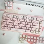 Rose PBT Keycaps Set showcasing an exquisite romantic diary design with delicate roses and vintage letter motifs, creating a truly artistic keyboard aesthetics.