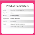 Detailed of Iconic Sailor Moon side-printed translucent PBT keycaps set showcasing vibrant anime art and luminous cosmic symbols, ideal for 60% or 68% keyboard layout.