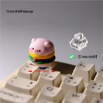 Multiple angles of a unique handcrafted chubby pig Sandwich keycap, showcasing its adorable 3D sculpted design and vibrant details.
