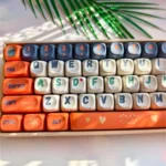 Explore the whimsical Santa Claus Keycap Set from various angles, highlighting vibrant PBT Dye-Sub keycaps featuring playful Santa Claus and festive Christmas.