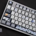 Shaw Keycap Set design, meticulously captured from various angles. Showcases its sleek, dark aesthetic and exclusive, mysterious character design.