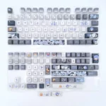 Exclusive Shaw Keycap Set gallery. Sleek, dark, mysterious design revealed from multiple angles, an artistic tribute to Shaw's iconic aesthetics.