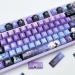 Exclusive Honkai Star Rail Silver Wolf keycaps set, showcasing its futuristic cyberpunk aesthetic and intricate details from multiple angles.