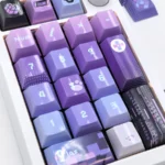 Exclusive Silver Wolf Honkai Star Rail keycaps set displayed from various angles, revealing its premium quality and futuristic cyberpunk aesthetic.