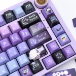 Exclusive Silver Wolf Honkai Star Rail keycap set in a premium, futuristic cyberpunk design, showcased from multiple angles.