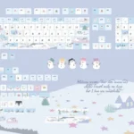 Close-up of whimsical snowman mechanical keycaps, highlighting their charming blue and white winter wonderland design.