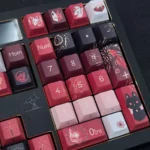 Close-up of vibrant Sparkle Keycaps Set for Honkai Star Rail, showcasing mischievous character art and distinctive side-engraved legends from multiple angles.