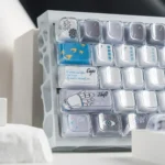 Spiritual Inspiration MDA PBT+PC Keycaps Set. Ergonomic design, abstract cosmic art, serene colors, and subtle spiritual motifs for a calm, artistic keyboard.