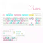 Playful Spring Line Art PBT keycaps set, an opaque small full set, featuring clean line art and subtle pastel accents.