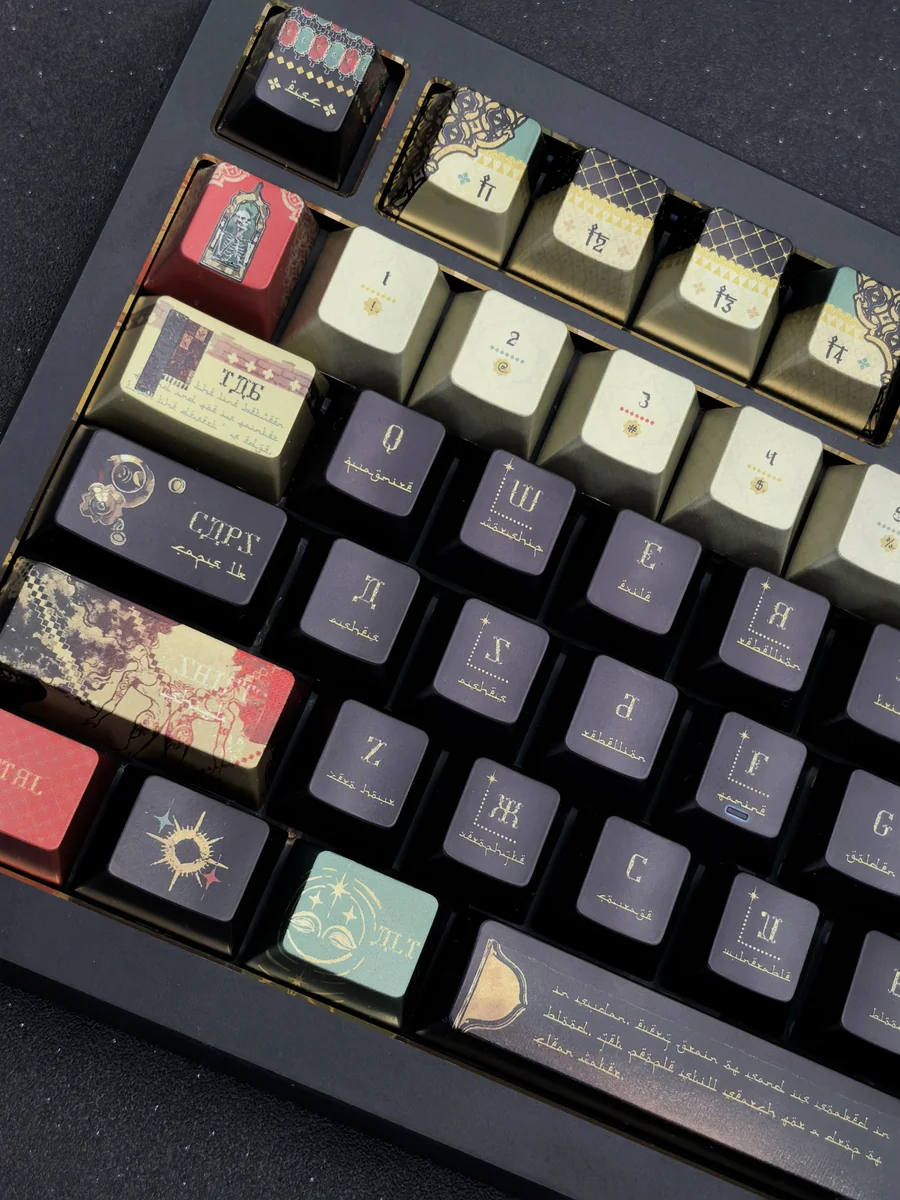 Explore the Sultan's Game Keycap Set, a handcrafted exotic metallic coating artisan, showcasing its opulent Arabian design and premium metallic finish from various angles.