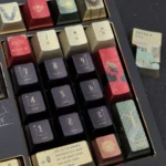 Multiple views of the Sultan's Game Keycap Set, showcasing its handcrafted exotic metallic coating design, premium finish, and opulent Arabian aesthetic.