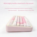 Delightful Sweet cat keycaps set in MOA profile, showcasing charming PBT designs from multiple angles. Features whimsical pastel cat motifs and cozy feline design.