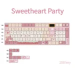 Sweetheart Party MDA PBT keycaps set in a charming gallery view, highlighting adorable dessert-themed pastel designs. Features durable dye-sub PBT.