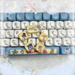 Playful close-up of vibrant Tom & Jerry PBT dye-sub keycaps set from the 108-key MOA set, showcasing the uniform MOA profile and iconic cartoon characters design.
